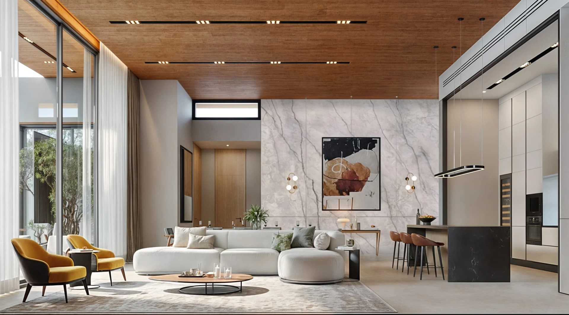 Living · a broad glazed living room